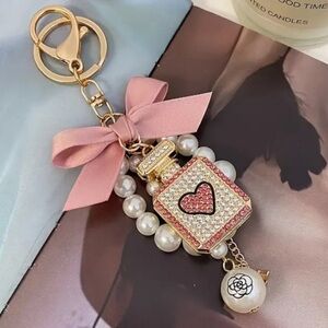 Stylish Perfume Heart Bottle Keychain/Bag Charm